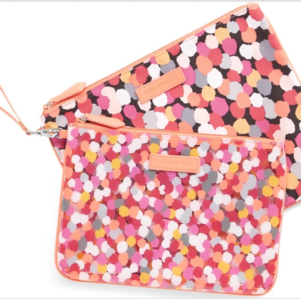NWT Vera Bradley Beach Pouch Set in Pixie Confetti cosmetic case